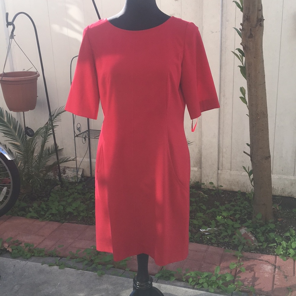 Tahari gorgeous red dress with pockets.